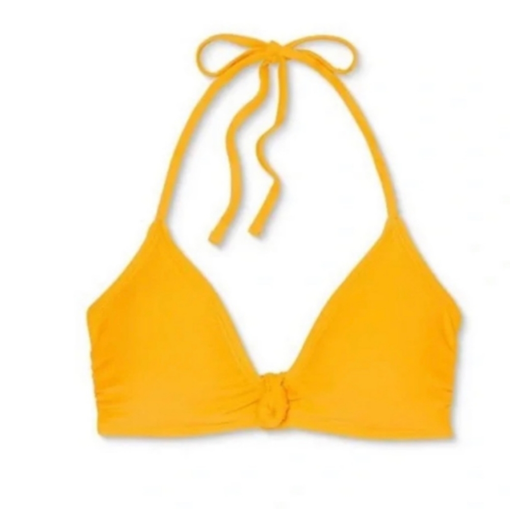 Juniors' sexy Knot-front Bralette Bikini Top tie back Xhilaration Mango Orange